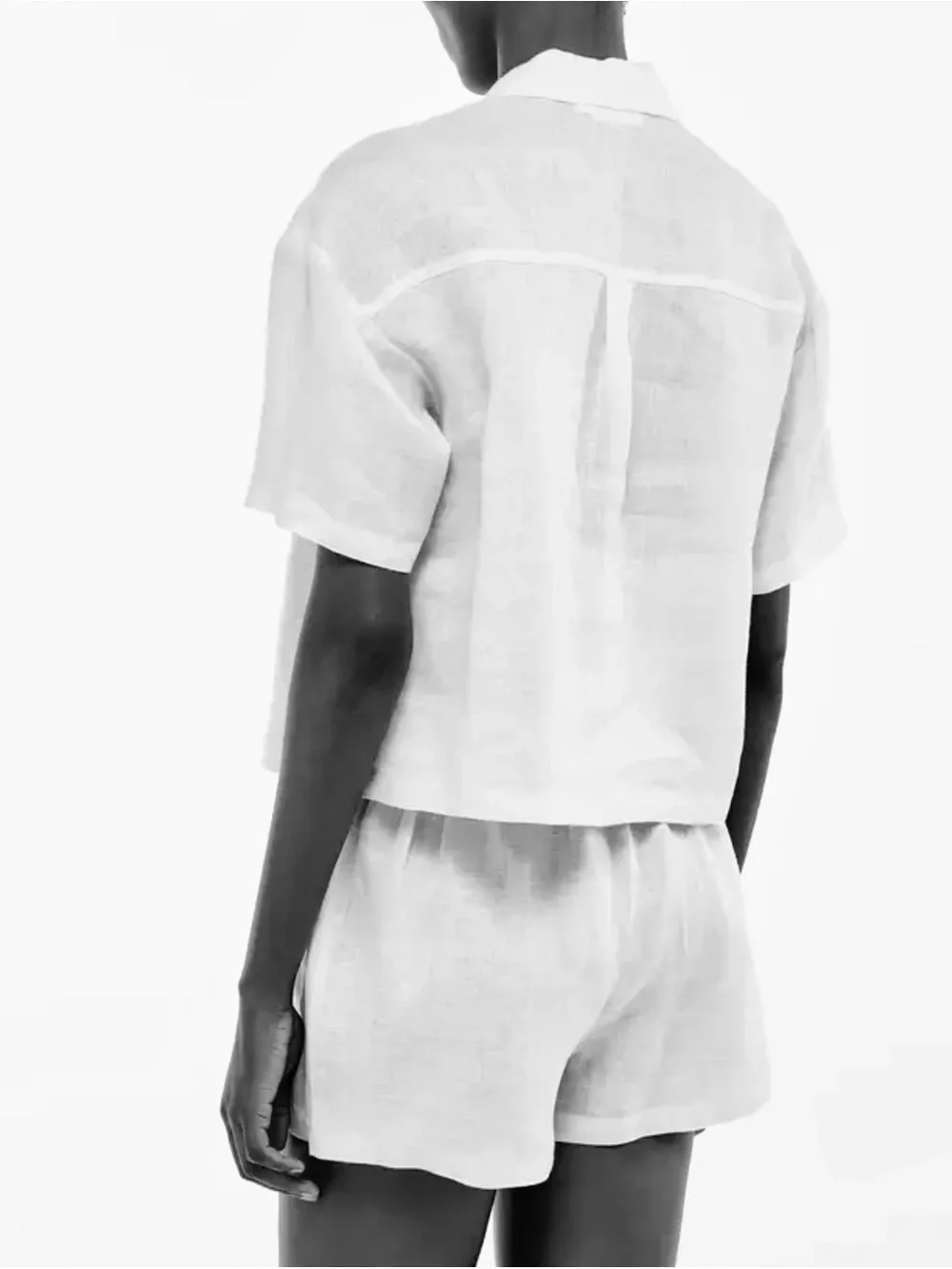 French Brand White Linen Shorts Set XS Bridal Lounge PJ - Picture 2 of 8